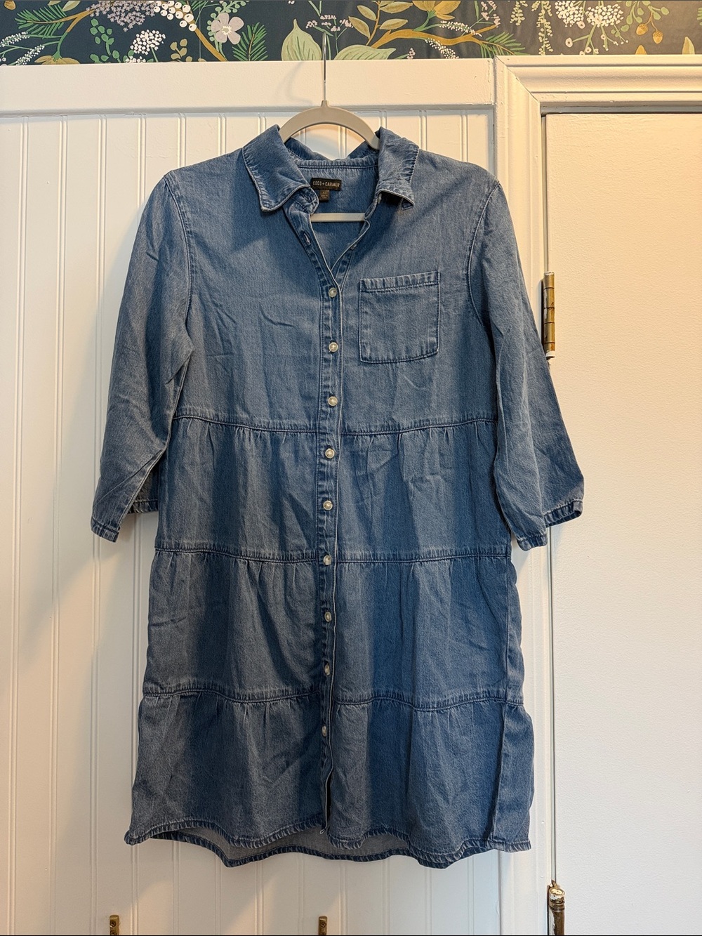 NWT Coco & Carmen Chambray Button-Front Shirt Dress
